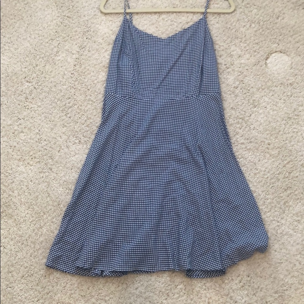 Dark blue and white checked summer dress